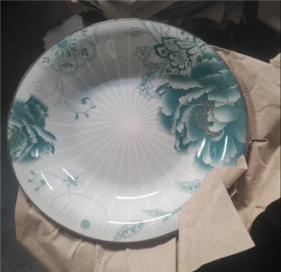 Assiette creuse de 9.2 pouces, décalcomanie complète sous glaçure, vaisselle en céramique et porcelaine